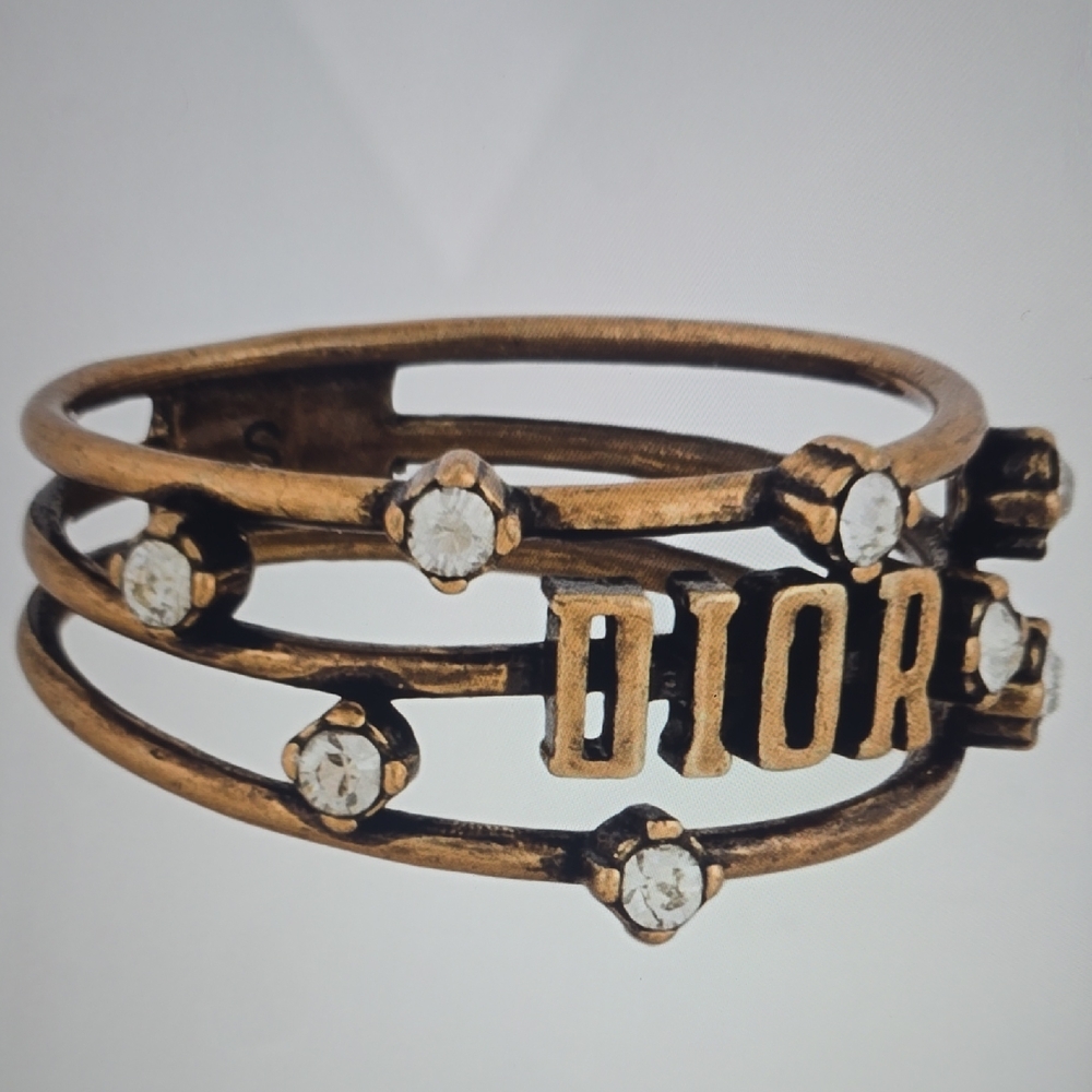 Dior Triple Band Gold Ring with Crystals